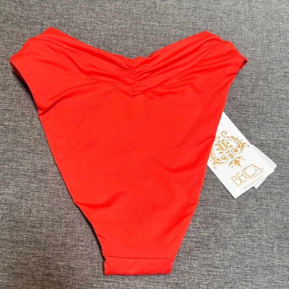 BECCA Standard Color Code High Waisted Shirred Bikini Bottom, Cheeky Coverage - Picture 4 of 8